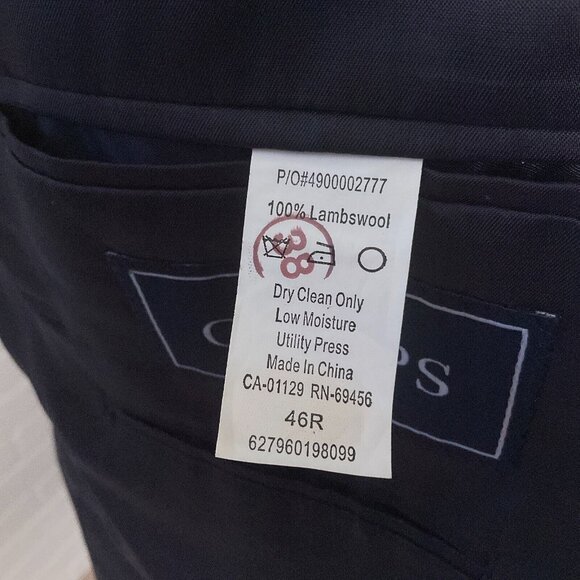 Chaps Blazer‎ Men 46R Blue Gray Houndstooth Lambswool Classic Career Jacket - Picture 7 of 13